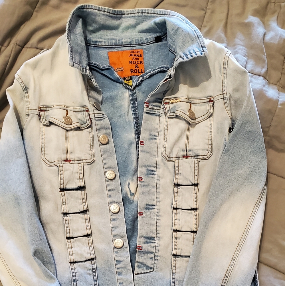Vintage Blue Jean Faded Jacket Womens